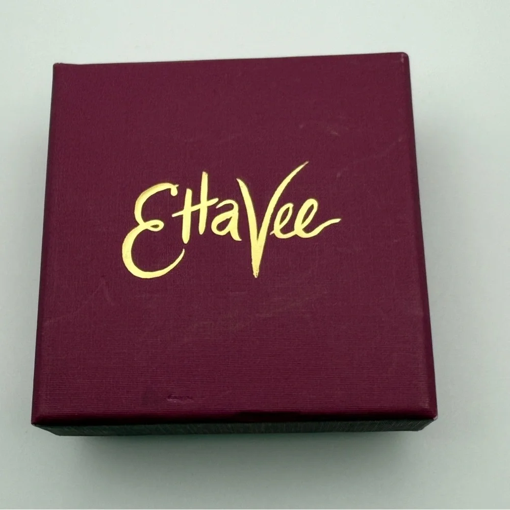 EttaVee Gold-Tone & Green Hoop Drop Earrings w/ Box, NIB